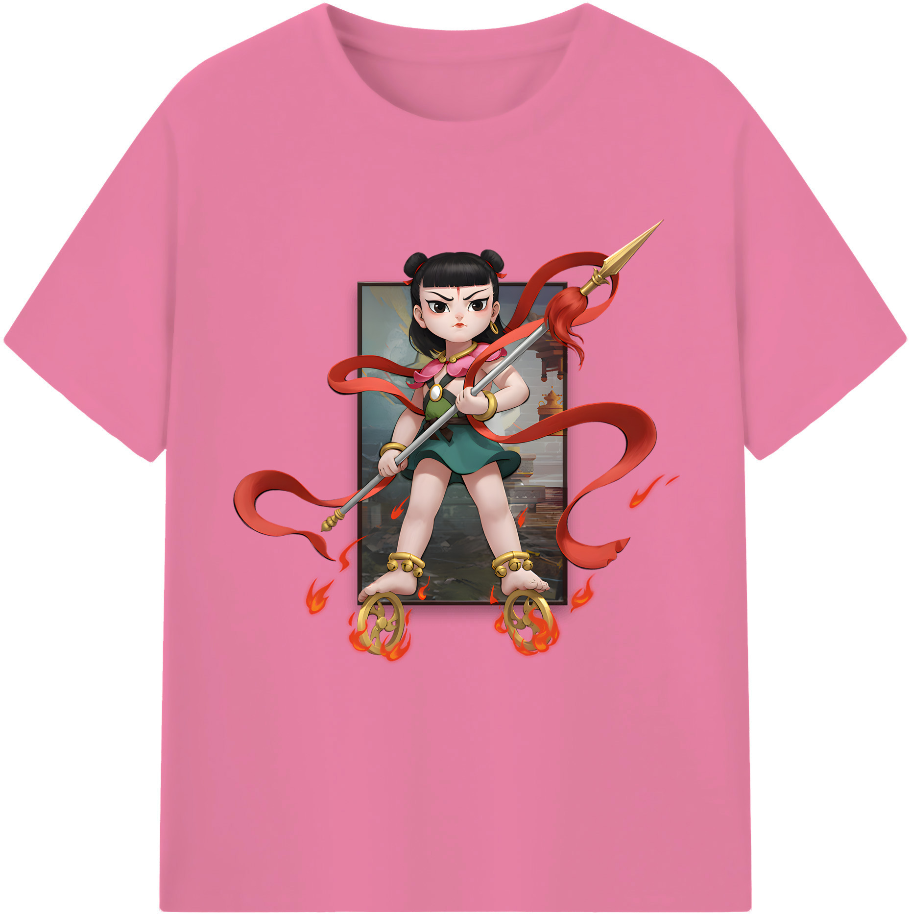 （画像用） Ne Zha 2 ナタ 魔童の大暴れ 綿100％半袖Tシャツ（フロントプリント）